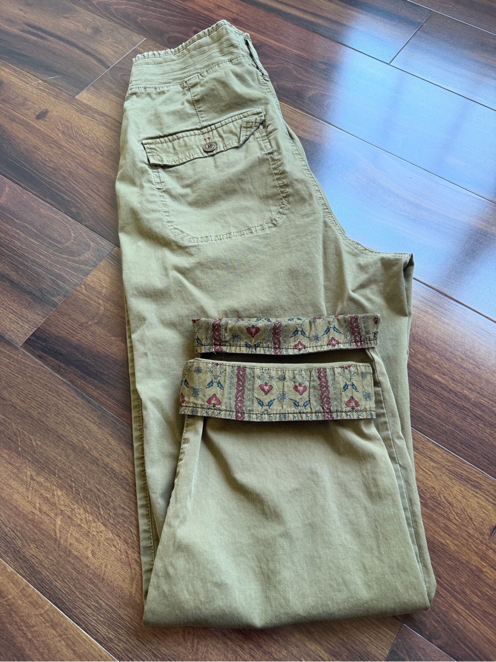 Anthropologie Cropped Olive Military Green Button Fly Chino Pants Womens 10